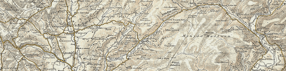 Old map of Aber Branddu in 1900-1902