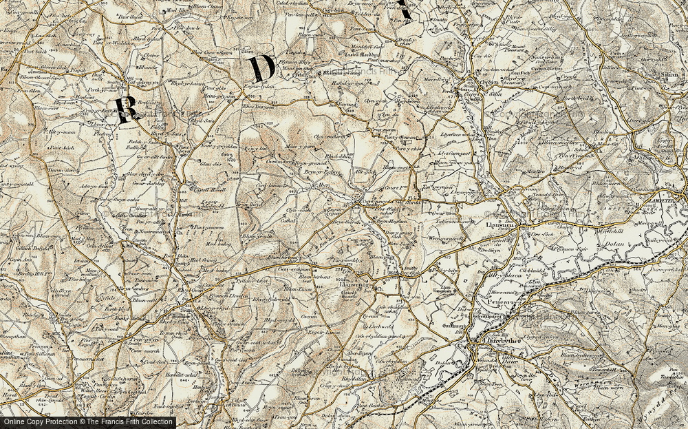 Old Map of Historic Map covering Bryn Hogfaen in 1901
