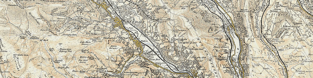 Old map of Cynon Vale in 1899-1900