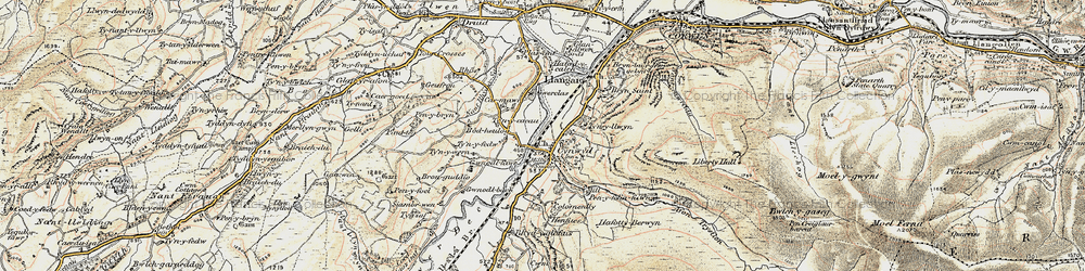Old map of Afon Trystion in 1902-1903
