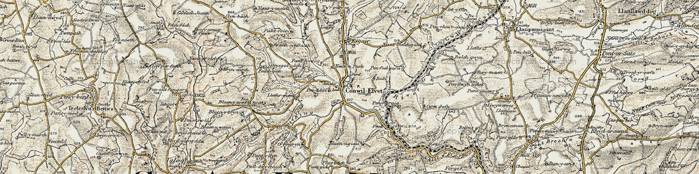 Old map of Cynwyl Elfed in 1901