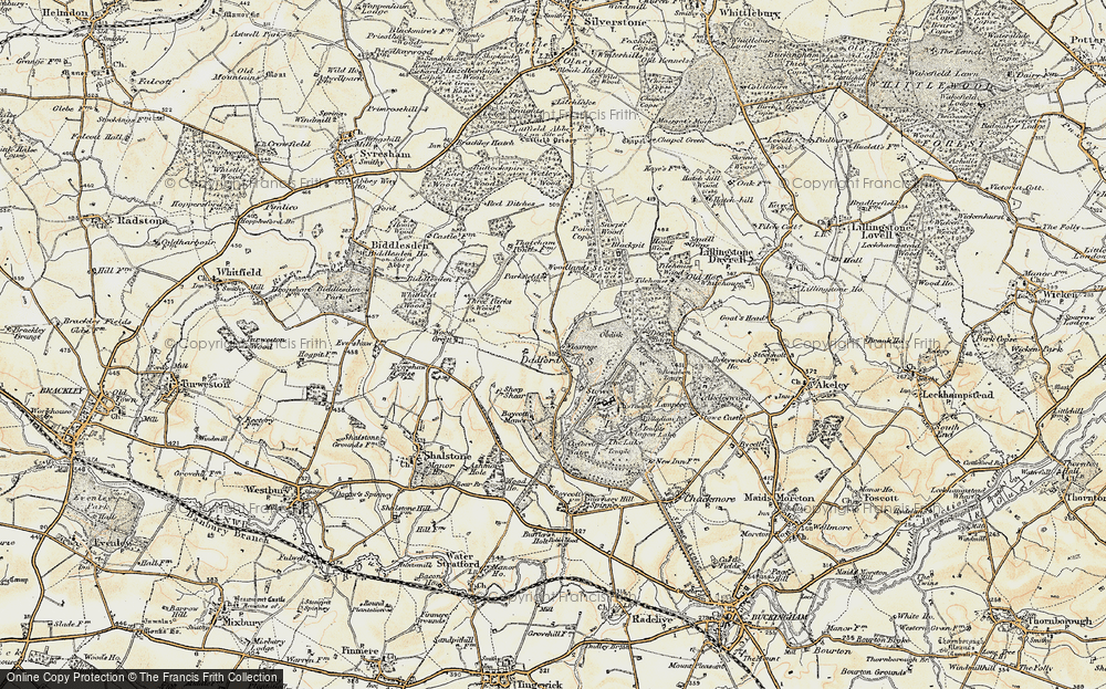 Old Map of Historic Map covering Stowe Park in 1898-1901