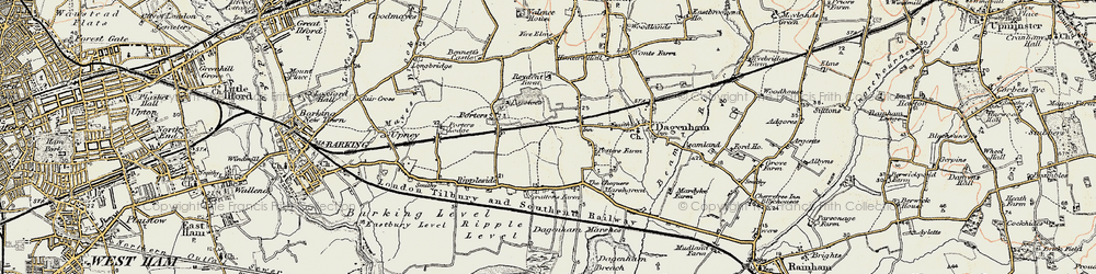 Old map of Dagenham in 1897-1902