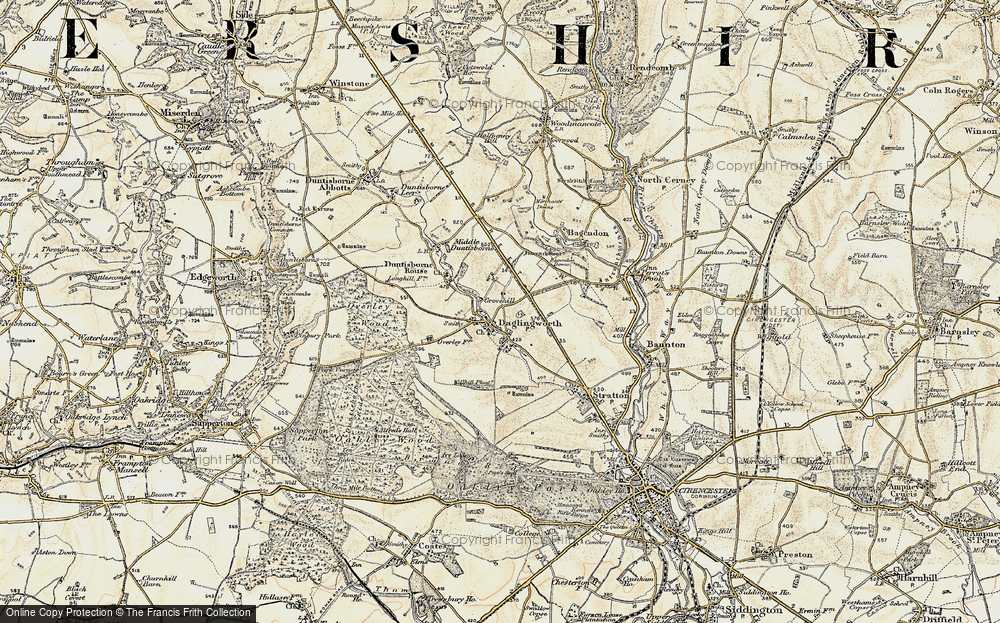 Old Map of Daglingworth, 1898-1899 in 1898-1899