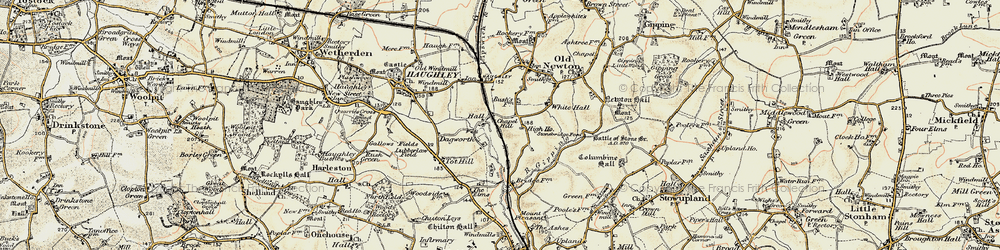 Old map of Dagworth in 1899-1901