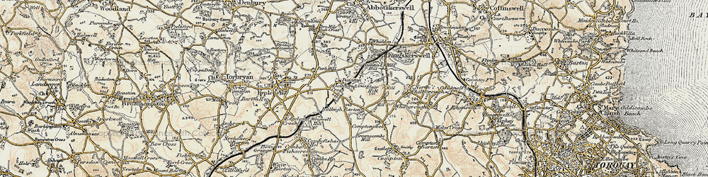 Old map of Dainton in 1899
