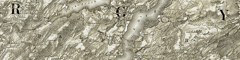 Old map of Avich Falls in 1906-1907