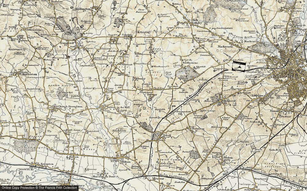 Old Map of Historic Map covering Bearwardcote Hall in 1902
