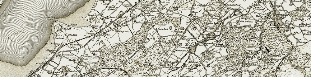 Old map of Dalcross in 1911-1912