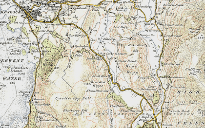 Old map of Bracken Riggs in 1901-1904