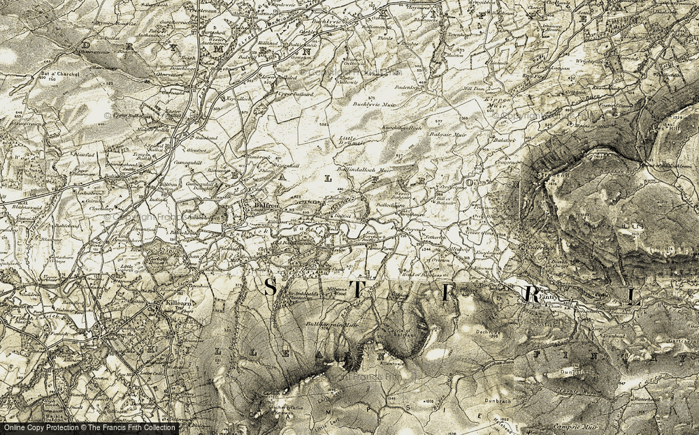 Old Map of Historic Map covering Ballindalloch Muir in 1904-1907