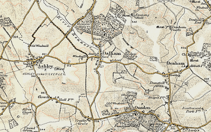 Old map of Dalham in 1899-1901