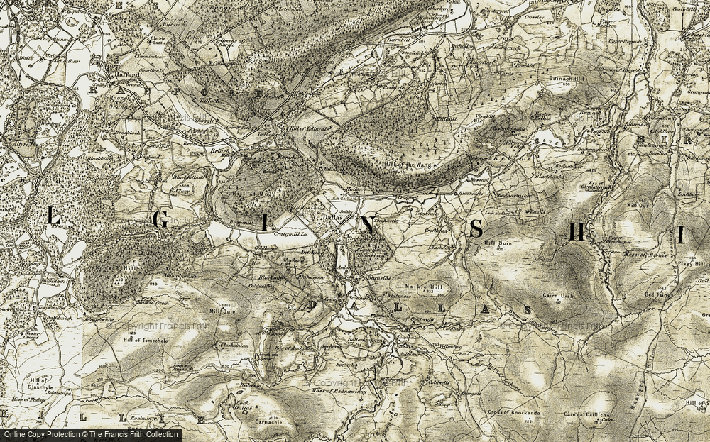 Old Map of Historic Map covering Blackmire in 1910-1911