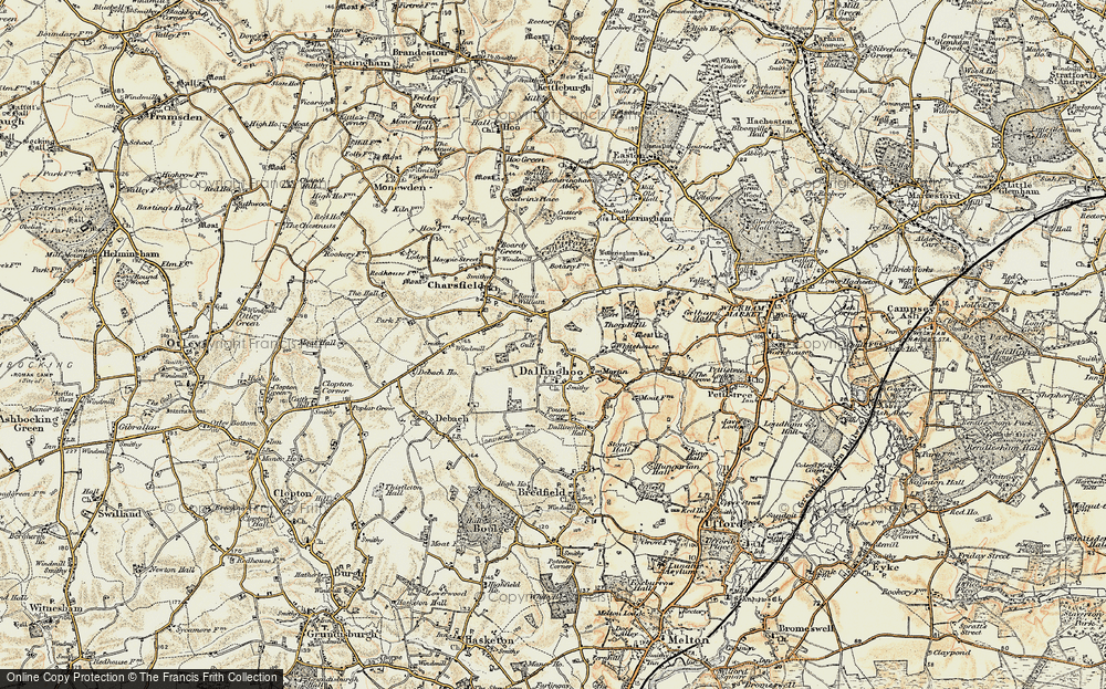 Old Map of Dallinghoo, 1898-1901 in 1898-1901