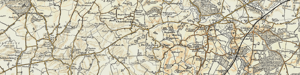Old map of Dallinghoo in 1898-1901