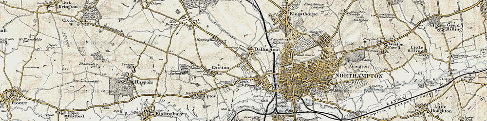 Old map of Dallington in 1898-1901