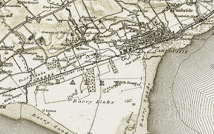 Old map of Buddon Ness in 1907-1908