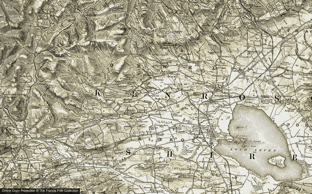 Old Map of Historic Map covering Tillyochie Mains in 1904-1908