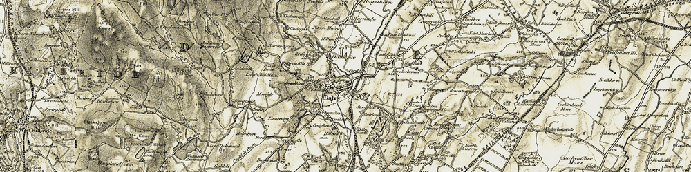Old map of Dalry in 1905-1906