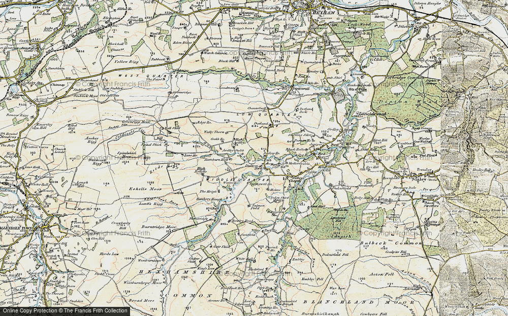 Old Map of Historic Map covering Barker Ho in 1901-1904