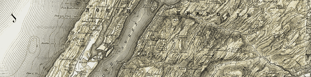 Old map of Bealach Gaothach in 1905-1907