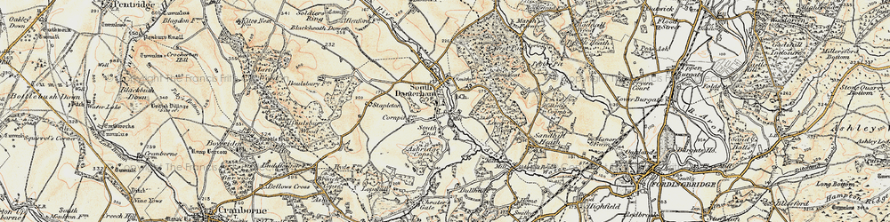 Old map of Damerham in 1897-1909