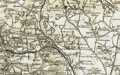 Old map of Mains of Inveramsay in 1909-1910