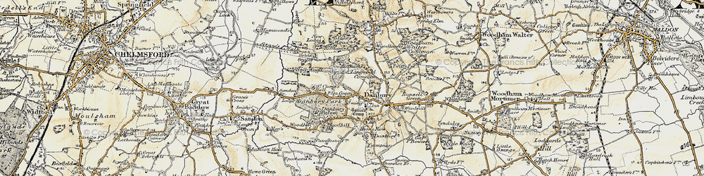 Old map of Danbury in 1898