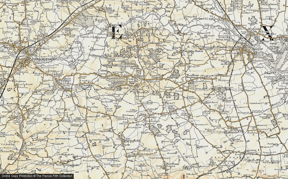 Old Map of Danbury Common, 1898 in 1898