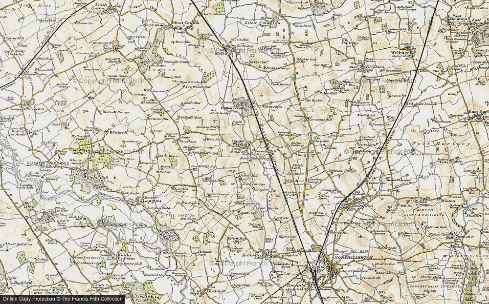 Old Map of Historic Map covering Wiske Moor in 1903-1904