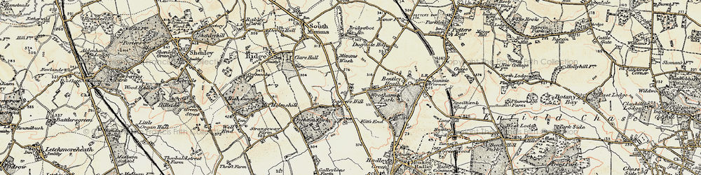 Old map of Dancers Hill in 1897-1898