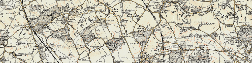 Old map of Dyrham Park in 1897-1898