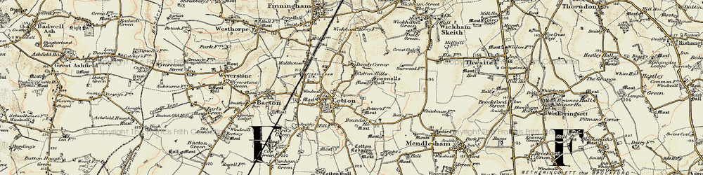 Old map of Dandy Corner in 1901