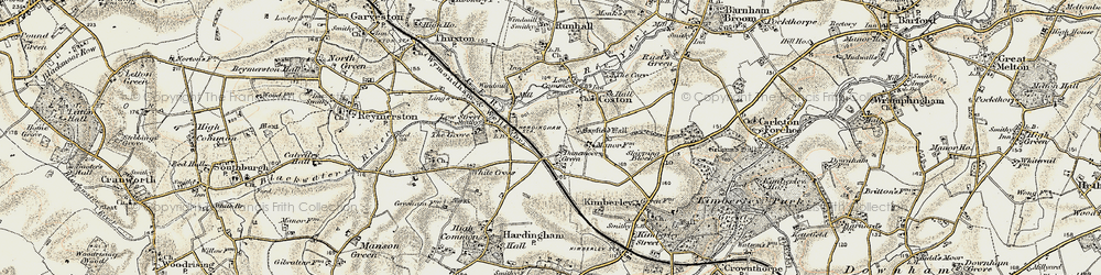 Old map of Danemoor Green in 1901-1902