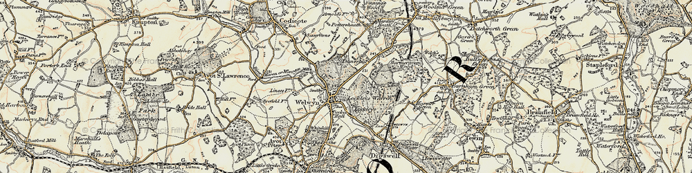 Old map of Danesbury in 1898-1899
