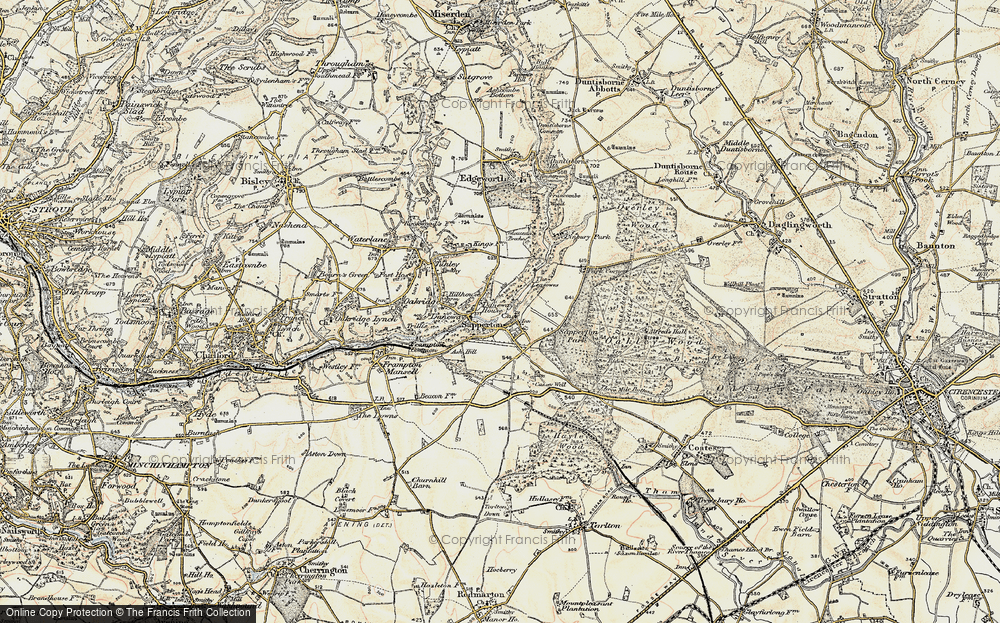 Old Map of Historic Map covering Broad Ride in 1898-1899