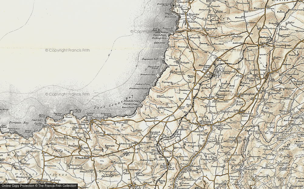 Old Map of Historic Map covering Bounds Cliff in 1900