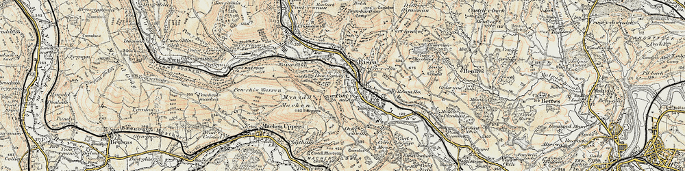 Old map of Danygraig in 1899-1900