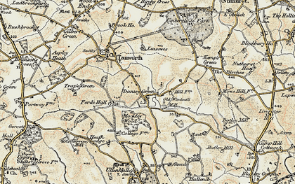 Old map of Danzey Green in 1901-1902