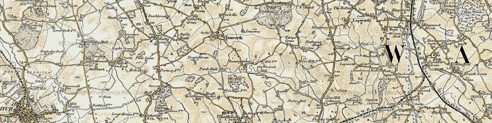 Old map of Danzey Green in 1901-1902