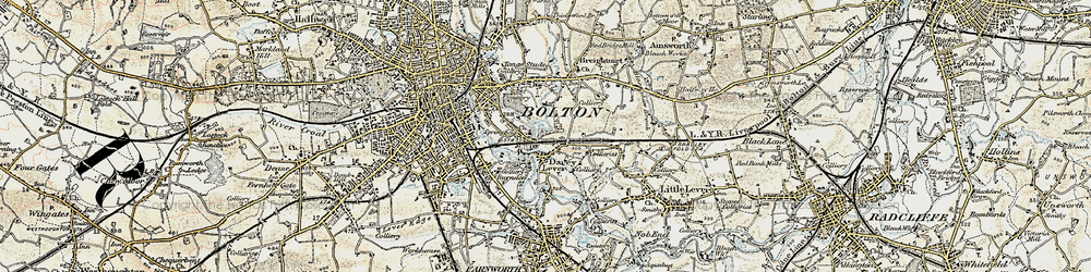 Old map of Darcy Lever in 1903
