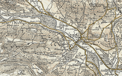 Old map of Dardy in 1899-1901