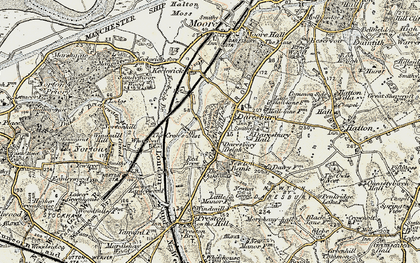 Old map of Daresbury in 1902-1903