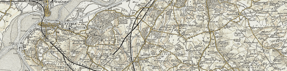 Old map of Daresbury Delph in 1902-1903