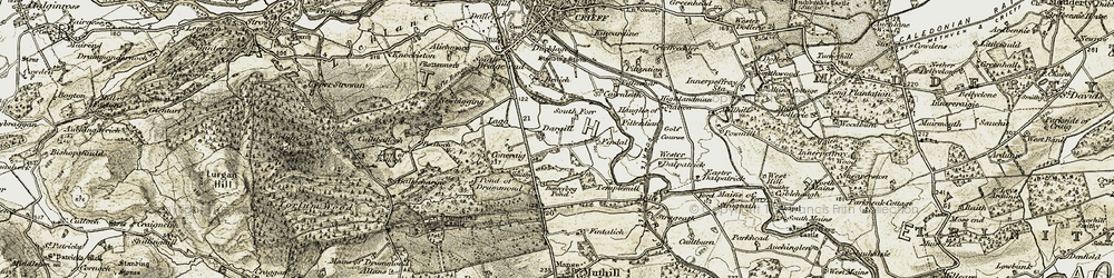 Old map of Dargill in 1906-1907