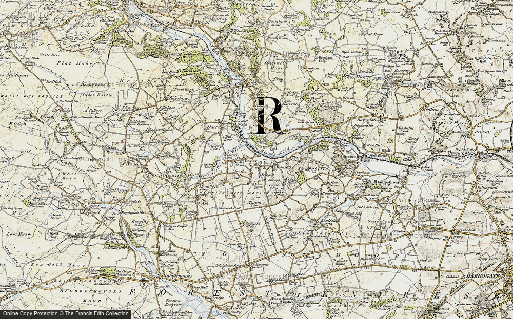 Old Map of Historic Map covering Nidd Valley in 1903-1904