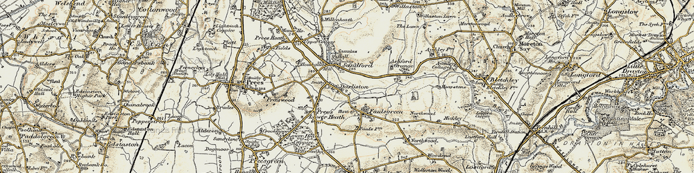 Old map of Darliston in 1902