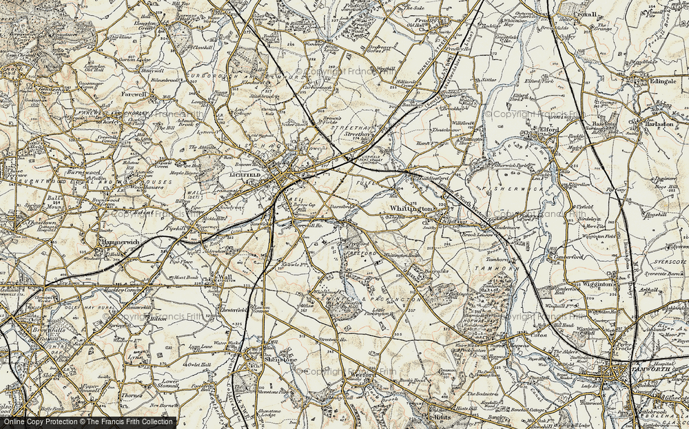 Old Map of Historic Map covering Whittington Heath in 1902