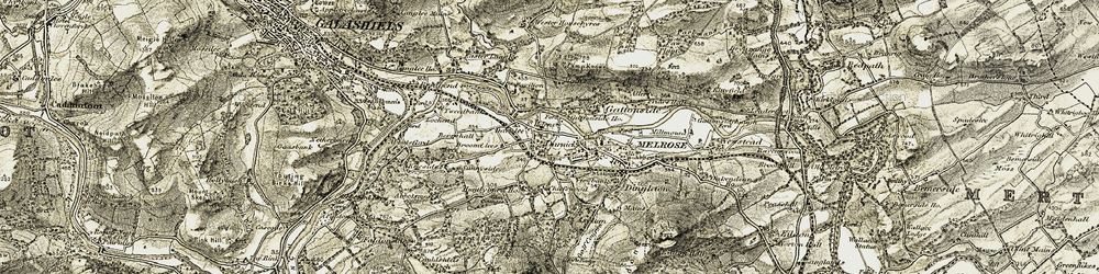 Old map of Darnick in 1901-1904