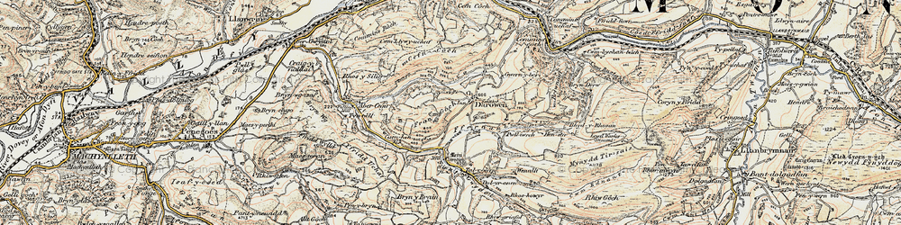 Old map of Darowen in 1902-1903